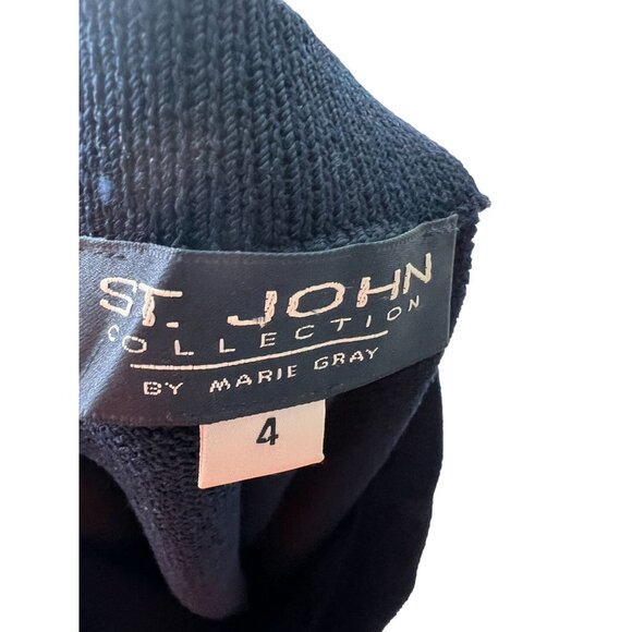 ST JOHN Vintage Marie Gray Navy Blue Knit Skirt Size 4 - Picture 4 of 4